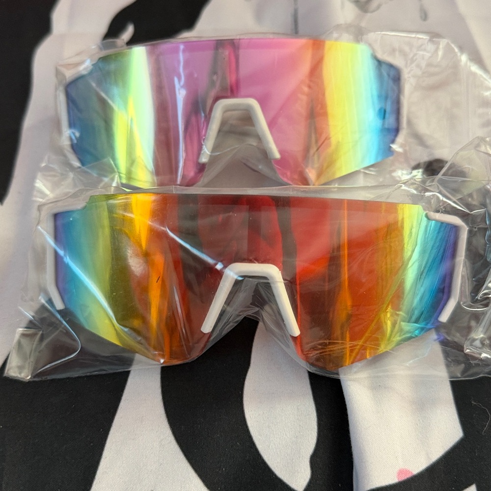 Rainbow Mirrored Sport Sunglasses – Trendy Shield Shades (2pairs)